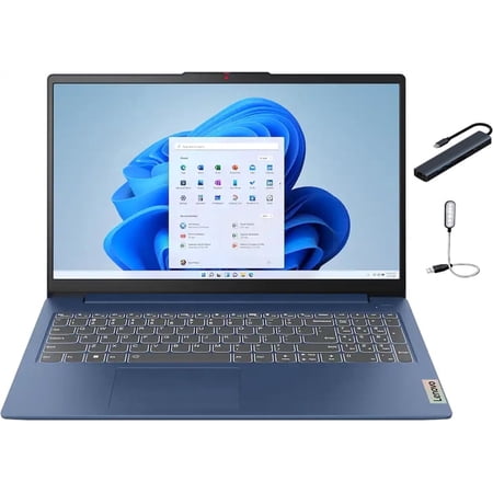 Lenovo IdeaPad Slim 3 15.6" FHD Laptop, AMD Ryzen 5 40, 8GB DDR5 RAM, 512GB SSD, AMD Radeon 610M, Windows 11 Home, Copilot AI, Abyss Blue with Mazepoly Accessories