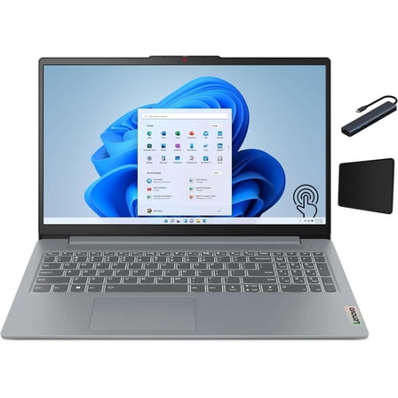 Lenovo IdeaPad Slim 3 15.6" FHD Touch Laptop, AMD Ryzen 5 7520U, 8GB DDR5 RAM, 512 SSD, Windows 11 Home, AMD Radeon 610M, Copilot AI, Artic Grey with TGY Accessories