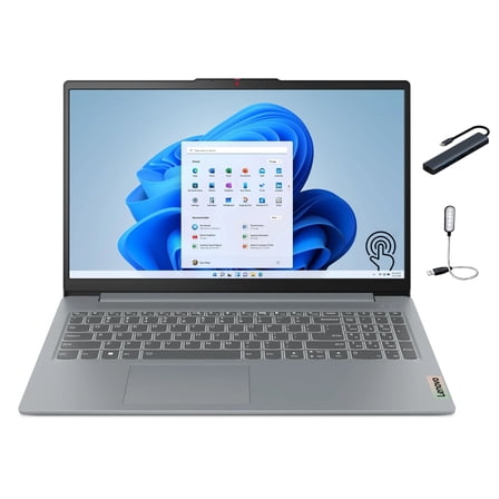Lenovo IdeaPad Slim 3 15.6 inch FHD Touchscreen Laptop, AMD Ryzen 5 7520U Processor, 8GB DDR5 RAM, 1TB SSD, Windows 11 Home, AMD Radeon 610M, Copilot AI, Artic Grey with Mazepoly Accessories