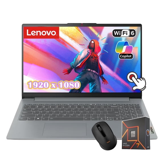 Lenovo IdeaPad Slim 3 Business Laptop, 15.6" FHD IPS Touchscreen, Copilot AI PC, 8-Core AMD Ryzen 7 5825U, Wi-Fi 6, Windows 11 Home, w/Mouse