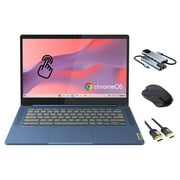 Lenovo IdeaPad Slim 3 Chromebook Laptop, 14" FHD LCD Touchscreen Display, MediaTek Kompanio 520, 4GB RAM, 64GB eMMC, WiFi 6, Webcam, Micro SD Card Reader, USB-C, 3-in-1 Essential Bundle, Chrome OS