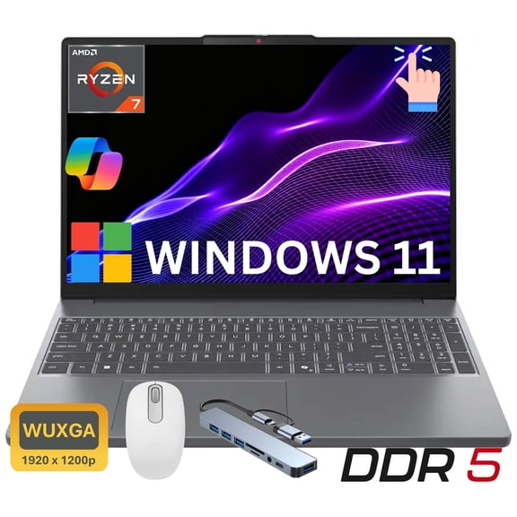 Lenovo IdeaPad Slim 3i 15.3 inch FHD+ Touchscreen Windows 11 Home Laptop AMD Ryzen 7 170 16GB DDR5 Ram 512GB Ssd Luna Grey