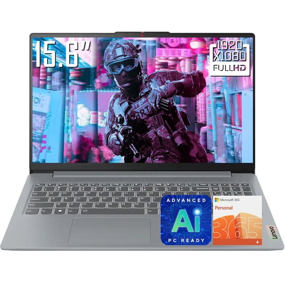 Lenovo IdeaPad Slim 3i Laptop, 15.6" FHD 1920 x 1080 LCD Display, Intel N150, WiFi 6, 720p Webcam, Win 11 Home (8GB DDR5 RAM + 128GB UFS)