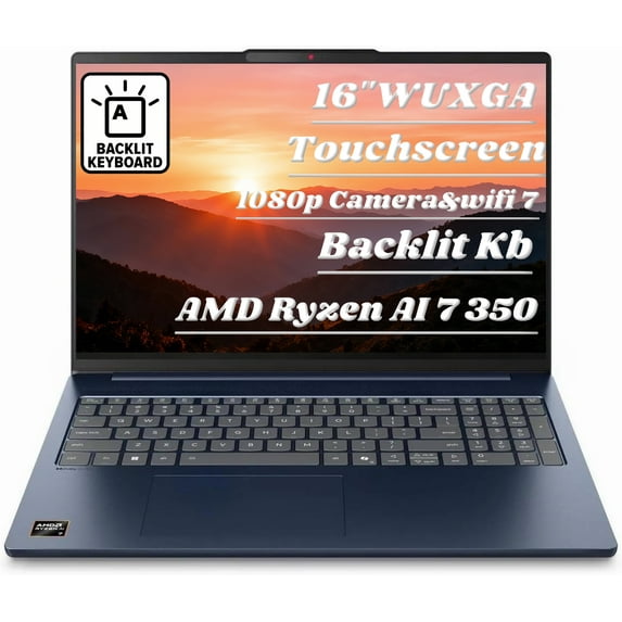 Lenovo IdeaPad Slim 5 2025 Laptop, 8-Core AMD Ryzen AI 7 350, 16" WUXGA IPS Touchscreen Display, AMD Radeon 860M Graphics, 24GB DDR5 1TB SSD, Backlit Keyboard, Wi-Fi 7, Win11 Home