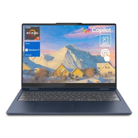 Lenovo IdeaPad Slim 5 AI Copilot Laptop, 16" FHD+ Touchscreen, Ryzen 7 350, 16GB RAM, 1TB SSD, Blue