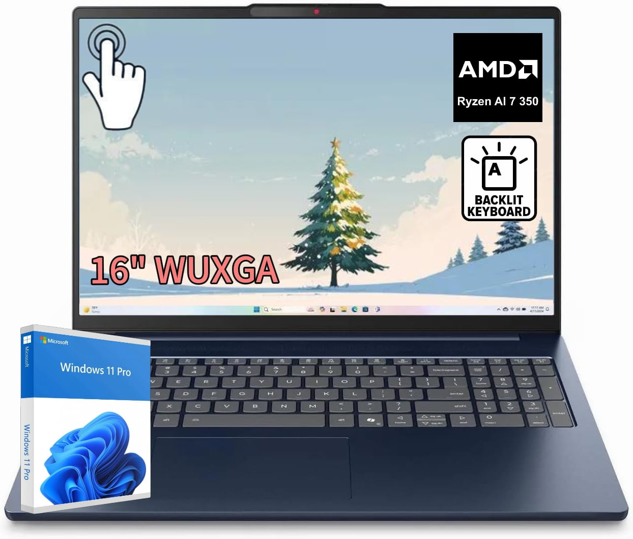 Lenovo IdeaPad Slim 5 Laptop,16" FHD+ Touch, Ryzen AI 7 350 (8-Core) Processor ,16GB DDR5 1TB SSD, Backlit Keyboard, Wi-Fi 7, Windows 11 Pro,Cosmic Blue