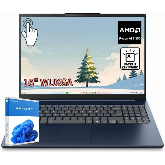 Lenovo IdeaPad Slim 5 Laptop,16" FHD+ Touch, Ryzen AI 7 350 (8-Core) Processor ,32GB DDR5 2TB SSD, Backlit Keyboard, Wi-Fi 7, Windows 11 Pro,Cosmic Blue