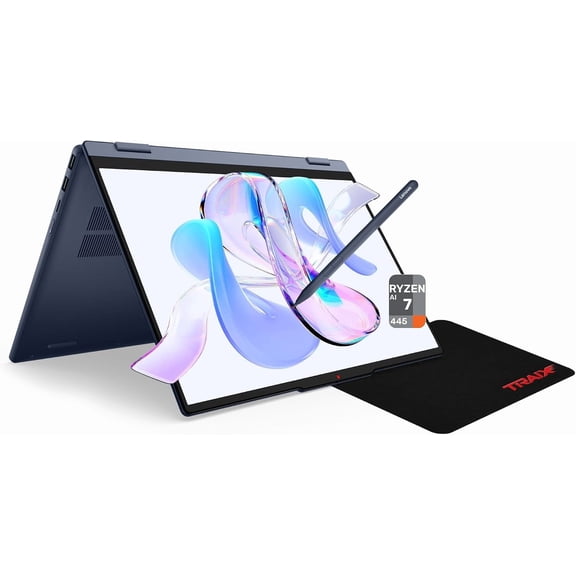 Lenovo IdeaPad5 2-in-1 Laptop, AMD Ryzen AI 7-445, 32 GB DDR5 RAM, 1 TB PCIe SSD, 15.3" WUXGA(1920x1200)Touchscreen, Integrated AMD Radeon 840M, W11 Pro, Cosmic Blue, Lenovo Pen Gen2 +Traix Mousepad