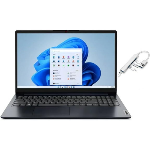 Lenovo Ideapad 1 15.6" FHD Laptop | AMD R3 7320U( Beat i5-1035G1) | 8GB RAM DDR5 | 256GB SSD | Intergrated Graphics | HDMI | Windows 11 Home | Bundle with USB 3.0 Hub