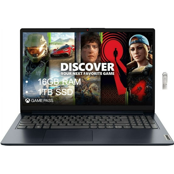 Lenovo - Ideapad 1 15.6" Full HD Touchscreen Laptop - Ryzen 5 7520U with 16GB Memory - AMD Radeon Graphics - 1TB SSD - Abyss Blue