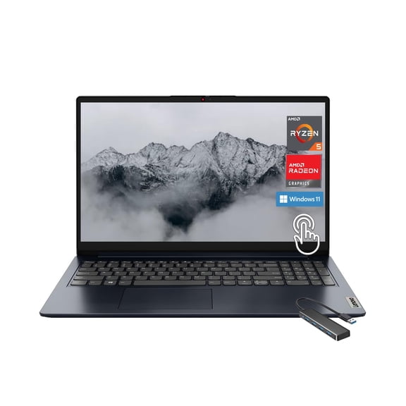 Lenovo Ideapad 1 Laptop, 15.6" FHD (1920x1080) IPS 300nits Anti-Glare Display, Touch, AMD Ryzen 5 7520U, AMD Radeon, 8GB RAM 512GB SSD, Wi-Fi6, Windows 11, Abyss Blue, with USB 3.0 Hub, W/GaLiMu