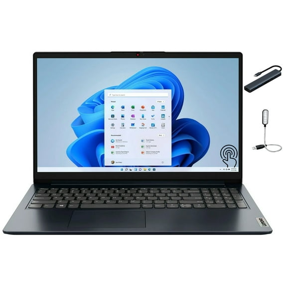 Lenovo Ideapad 1 Laptop, 15.6" FHD (1920x1080) Touch Laptop, AMD Ryzen 5 7520U, 8GB RAM, 512GB SSD, AMD Radeon 610M Graphics, Windows 11 Home, HDMI, Abyss Blue with Mazepoly Accessories