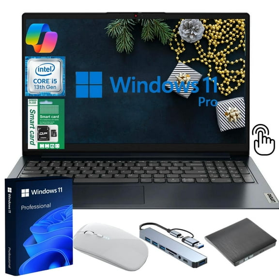 Lenovo Ideapad 1i 15.6" FHD Touchscreen Laptop, Intel Core i5-1334U 13th Gen, 12GB RAM, 1TB SSD, Windows 11 Pro, Blue + CoPilot Gift Bundle – High-Performance Laptop for Work&Study