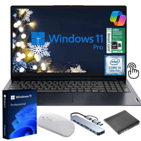 Lenovo Ideapad 1i 15.6" FHD Touchscreen Laptop, Intel Core i5-1334U 13th Gen, 12GB RAM, 256GB SSD, Windows 11 Pro,CoPilot Gift Set,Blue – Powerful Laptop for Work, Study & Everyday Use