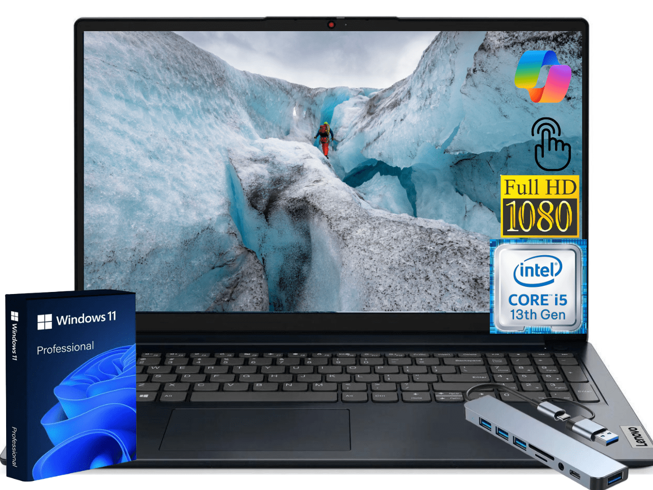 Lenovo Ideapad 1i 15.6" FHD Touchscreen Laptop, Intel Core i5 13th Gen up to 4.6GHz, 8GB RAM, 1TB PCIe SSD, Windows 11 Pro, Blue