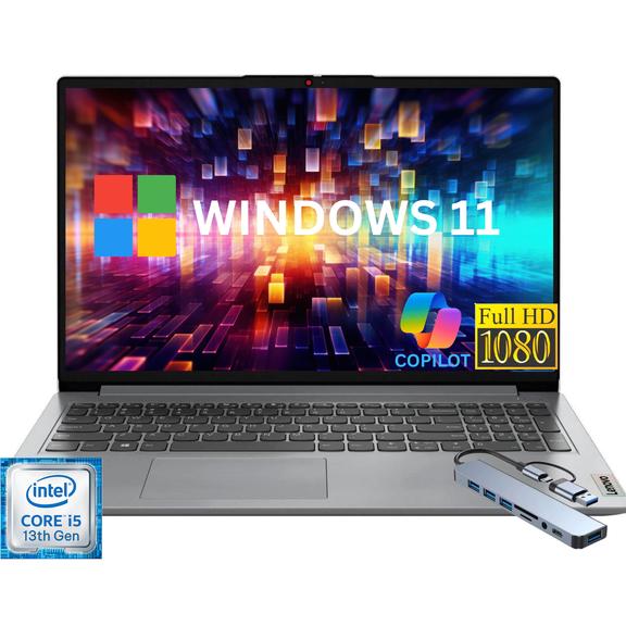 Lenovo Ideapad 1i 15.6" Full HD Laptop, 13th Gen Intel Core i5-1335U, 16GB RAM, 256GB SSD, Windows 11 Home, Slim & Lightweight, Grey