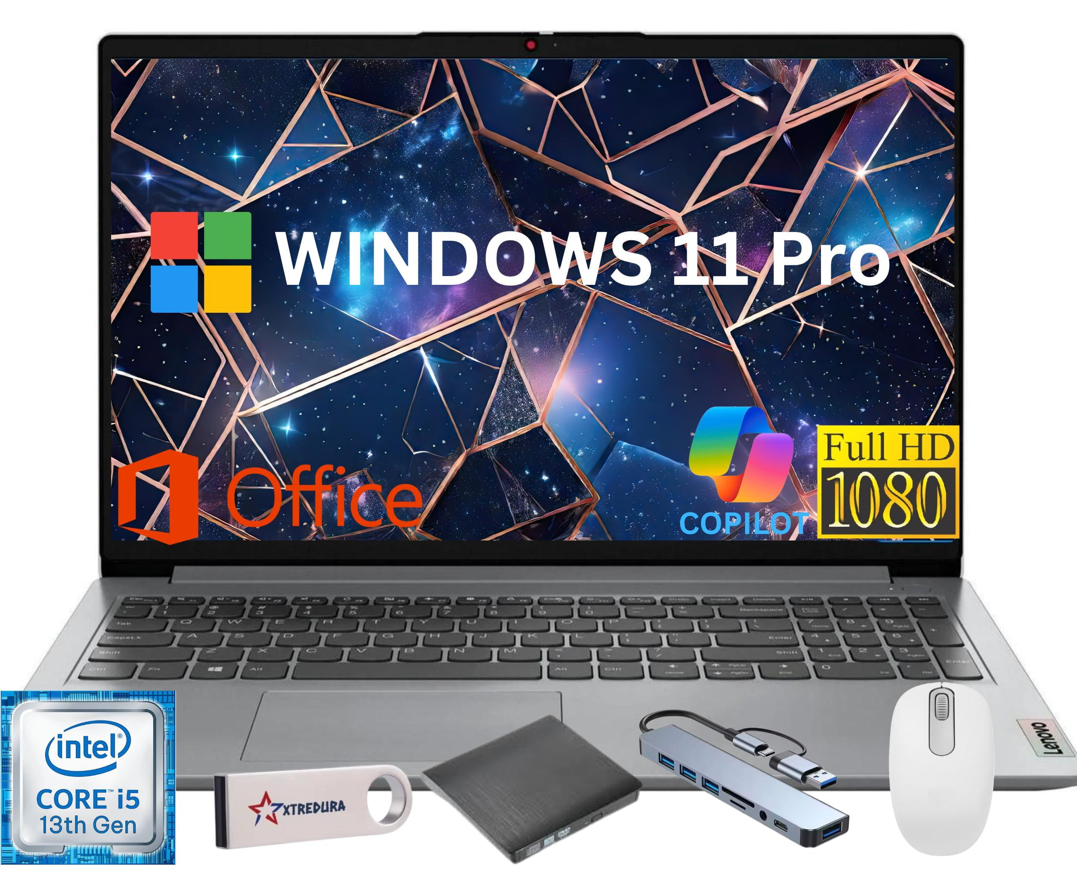 Lenovo Ideapad 1i 15.6" Full HD Laptop, Intel Core i5-1335U (Beats i7-1255U) 13th Gen, 24GB RAM, 1TB SSD,Lifetime Office,Windows 11 Pro,CoPilot Gift Set,Grey – Laptop for Work& Everyday Use