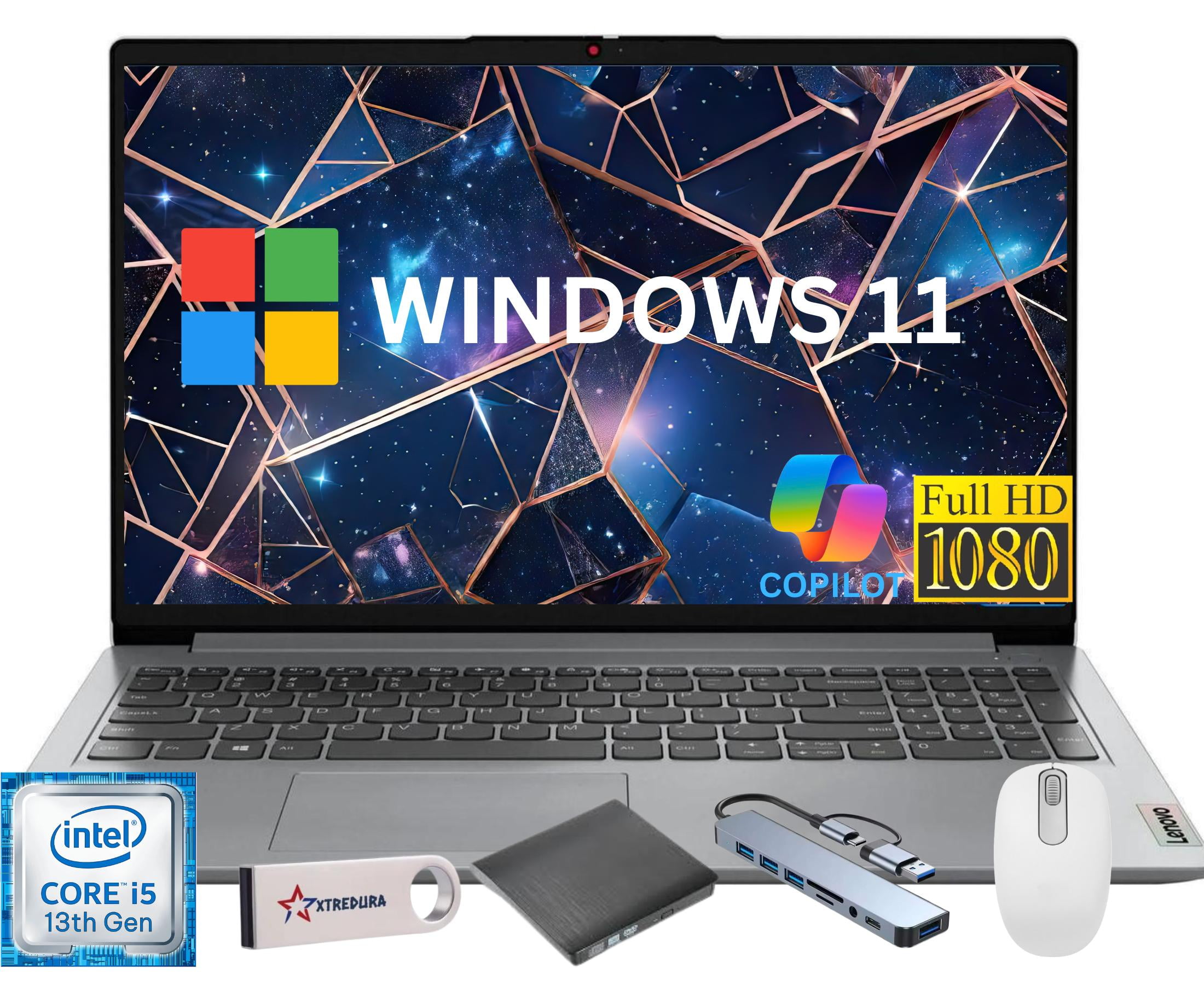 Lenovo Ideapad 1i 15.6" Full HD Laptop, Intel Core i5 13th Gen i5-1335u(Beats i7-1255U), 24GB RAM, 512GB SSD,Windows 11 Home,CoPilot Gift Set,Grey