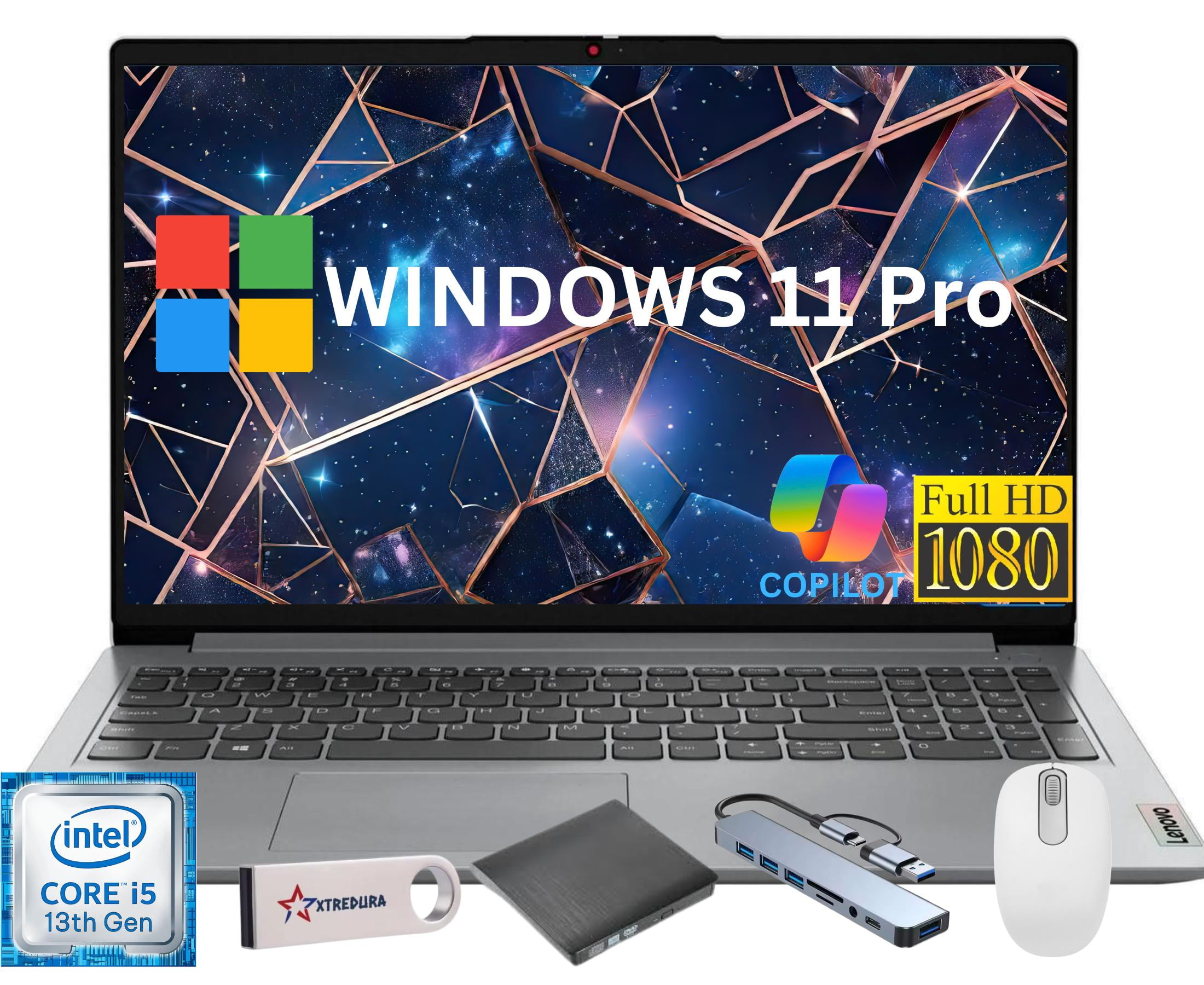 Lenovo Ideapad 1i 15.6" Full HD Laptop, Intel Core i5 13th Gen i5-1335u(Beats i7-1255U), 24GB RAM, 512GB SSD,Windows 11 Pro,CoPilot Gift Set,Grey – Powerful Laptop for Work, Study & Everyday Use