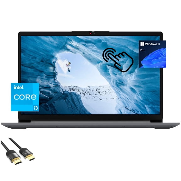 Lenovo Ideapad 1i Laptop, 15.6" FHD Touchscreen Display, 12th Gen Core i3-1215U (Up to 4.40 GHz), 16GB RAM, 512GB PCIe SSD, WiFi 6, Keypad, Webcam, USB-C, SD Card Reader, PDG HDMI Cable, Win 11 Pro