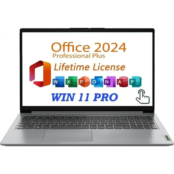 Lenovo Ideapad 1i Laptop for Business & Student,with Free Lifetime Office 2024, 15.6' FHD Touchscreen, Core i3-1215U,16GB RAM,256GB SSD, Windows 11 Pro, Webcam, WiFi 6, Type C, Cloud Gray