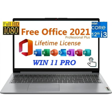 Lenovo Ideapad 1i Newest for Business & Student, with Lifetime Office 2021,15.6" FHD Touchscreen, Intel Core i3-1215U, 8GB RAM, 512GB SSD, Windows 11 Pro, Webcam, WiFi 6, Type C, Cloud Gray