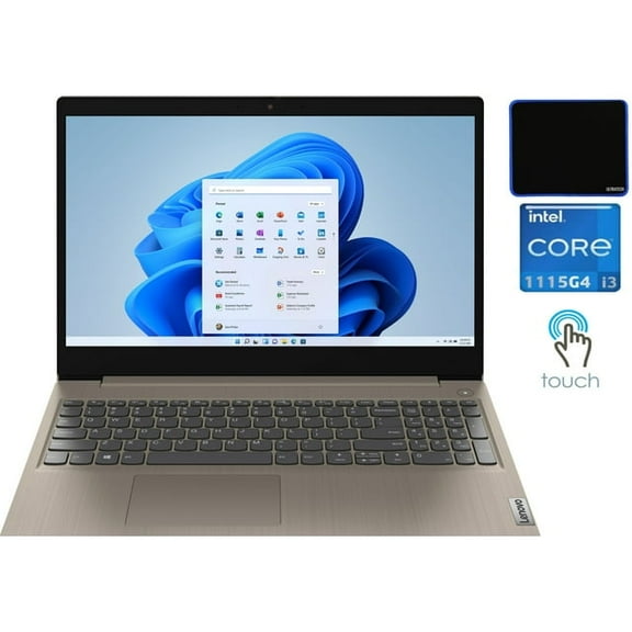 Lenovo Ideapad 3 15.6" Touchscreen/ Laptop Computer/ 11th Gen Intel i3-1115G4 (Beat i5-8250U)/ 8GB DDR4/ 256GB SSD/ Webcam/ WiFi / Bluetooth/ Win 11 Almond with UltraTech Mouse Pad Bundled