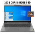 thumbnail image 1 of Lenovo Ideapad 3 15 Business Laptop 15.6" FHD Anti-glare Display AMD Hexa-Core Ryzen 5 5500U 20GB DDR4 512GB SSD AMD Radeon Graphics Backlit Keyboard Fingerprint Reader Dolby Audio HDMI Win10 Grey, 1 of 7