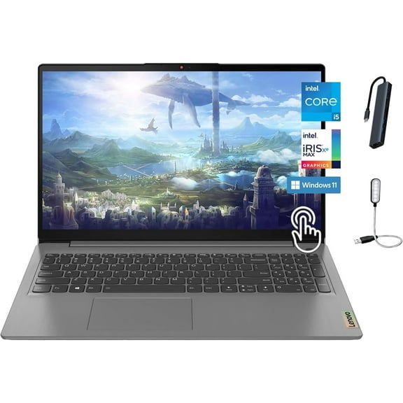 Lenovo Ideapad 3i 15.6" FHD Touchscreen Laptop, 11th Gen Intel Quad-Core i5-1135G7, 12GB Memory, 512GB M.2. SSD, Wi-Fi, Bluetooth, Grey with Mazepoly Accessories