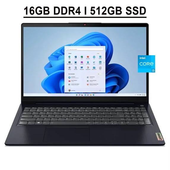 Lenovo Ideapad 3i 15 Business Laptop 15.6" FHD Anti-Glare Display 12th Gen Intel Hexa-Core i3-1215U Processor 16GB DDR4 512GB SSD Intel UHD Graphics Backlit Fingerprint HDMI USB-C Win11 Blue