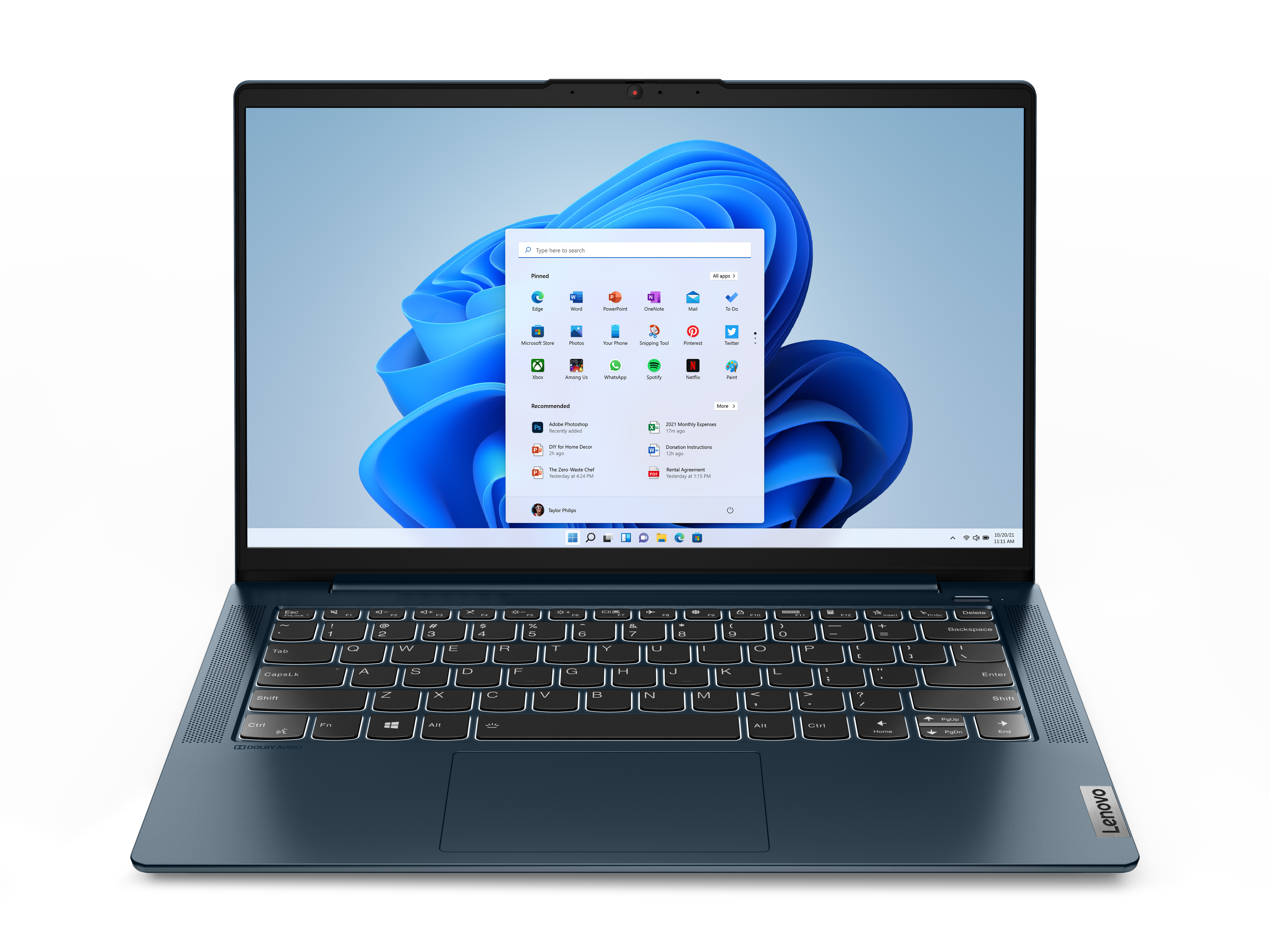Lenovo Ideapad 5 14" 1080p Touchscreen Laptop, AMD Ryzen 7 5700U, 8GB RAM, 512GB SSD, Windows 11 Home, Abyss Blue, 82LM00UFUS - image 1 of 11
