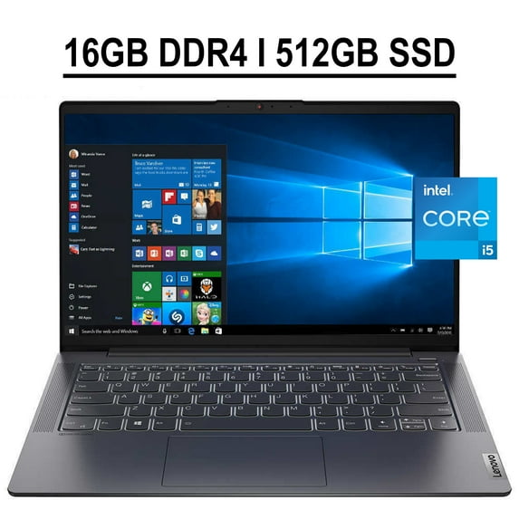 Lenovo Ideapad 5 14 Business Laptop 14" FHD IPS Anti-glare Display 11th Gen Intel Quad-Core i5-1135G7 16GB DDR4 512GB SSD Intel Iris Xe Graphics Backlit Keyboard Fingerprint Reader HDMI Win10 Grey