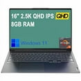 thumbnail image 1 of Lenovo Ideapad 5 Pro Laptop, 16 inch 2.5K QHD IPS Display, AMD Core Ryzen 5 5600H, 8GB RAM, 2TB SSD, Wi-Fi, Bluetooth, Windows 11, Bundle with JAWFOAL, 1 of 5
