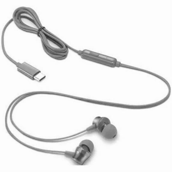Lenovo In-Ear Earbuds Wired Headphone with USB Type C, Gray