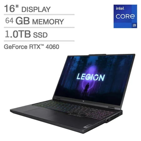Lenovo LEGION Pro 5i 16" Gaming Laptop,13th Gen Intel Core i9-13900HX ,64GB RAM,1TB SSD, GeForce RTX 4060,Backlit Keyboard,1080p Webcam,HDMI,Wifi 6 ,Bluetooth 5.1 ,Windows 11 Home,Gray