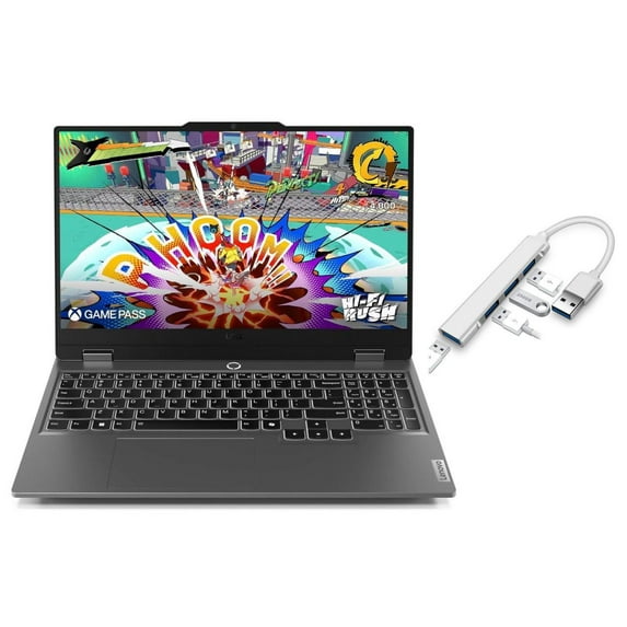 Lenovo LOQ 15.6 FHD 144Hz Gaming Laptop | AMD Ryzen 7 8845HS(Beat i7-13620H) | GeForce RTX 4050 | Backlit | Grey | 64GB RAM DDR5 | 512GB SSD |Windows 11 Home |Bundle with USB 3.0 Hub