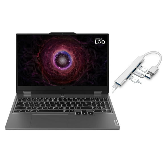 Lenovo LOQ 15.6" Gaming Laptop FHD 144Hz | AMD Ryzen 5 7235HS(Beat i5-1155G7) |NVIDIA GeForce RTX 3050 6GB | Backlit | Grey | 12GB RAM DDR5 | 1024GB SSD | Windows 11 Home | Bundle with USB 3.0 Hub