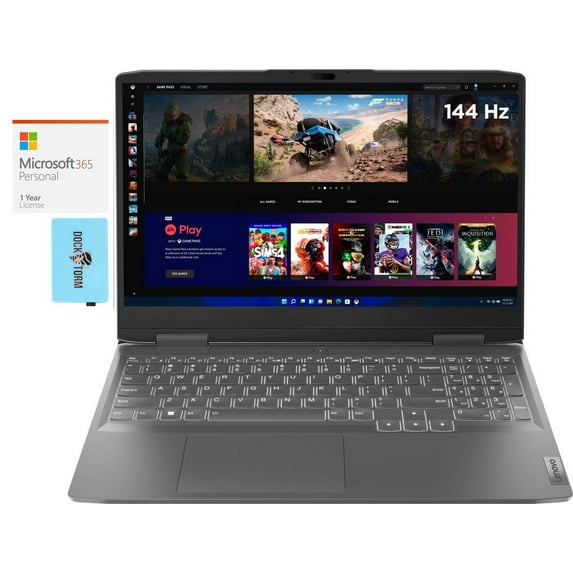 Lenovo LOQ 15APH8 Gaming/Business Laptop (AMD Ryzen 7 7840HS 8-Core, 15.6in 144 Hz Full HD (1920x1080), Win 11 Home) with Microsoft 365 Personal , Dockztorm Hub
