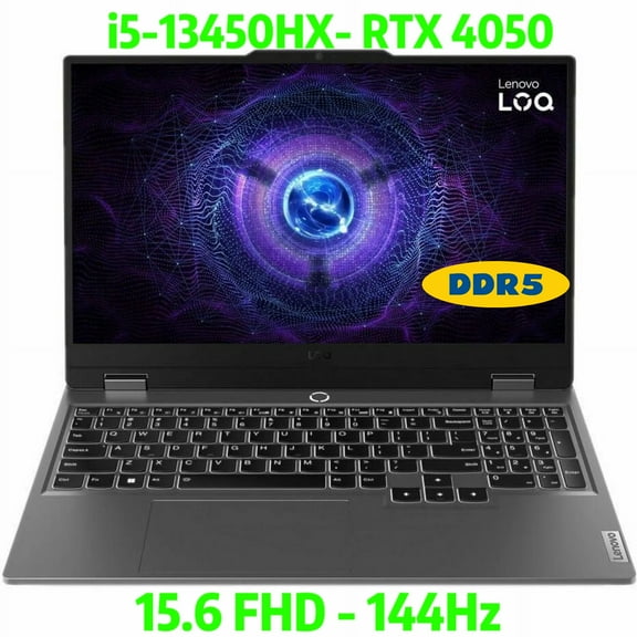 Lenovo LOQ 15IRX9 Gaming Laptop, 15.6" FHD, Intel Core i5-13450HX,32GB DDR5 RAM,1TB SSD NVIDIA GeForce RTX 4050, Backlit, Windows 11 Home