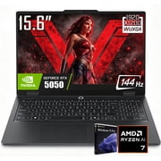 Lenovo LOQ E15 Gaming Laptop, 15.6" 1920 x 1080 FHD 144Hz IPS LCD Display, AMD Ryzen 7 170, NVIDIA RTX 5050, Backlit Keyboard, Win11 Pro 16GB DDR5 RAM - 1TB SSD