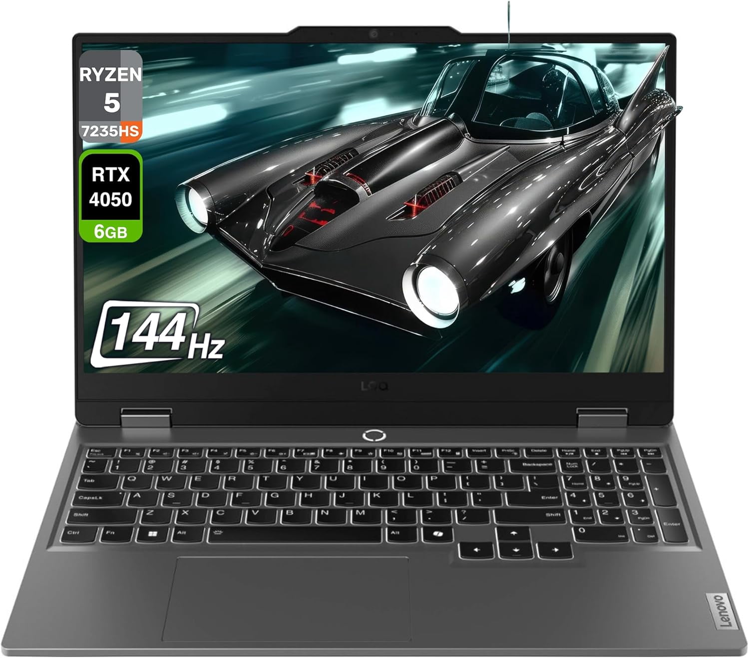 Lenovo LOQ Gaming Laptop, AMD Ryzen 5-7235HS, 12 GB DDR5 RAM, 512 GB PCIe SSD, 15.6" FHD (1920x1800) Display, Nvidia G-Force RTX 4050, Backlit Keyboard, W11 Home, Luna Grey