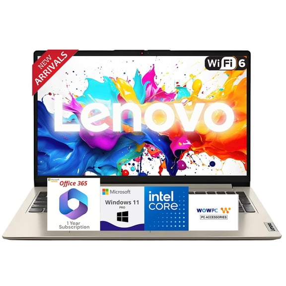 Lenovo Latest Ideapad Laptop with 1-Year Microsoft Office 365, Intel Powerful Processors, 15.6" FHD LED Display, 20GB RAM, 2TB SSD, Privacy Shutter Camera, Long Battery Life, Windows 11 Pro, WOWPC USB