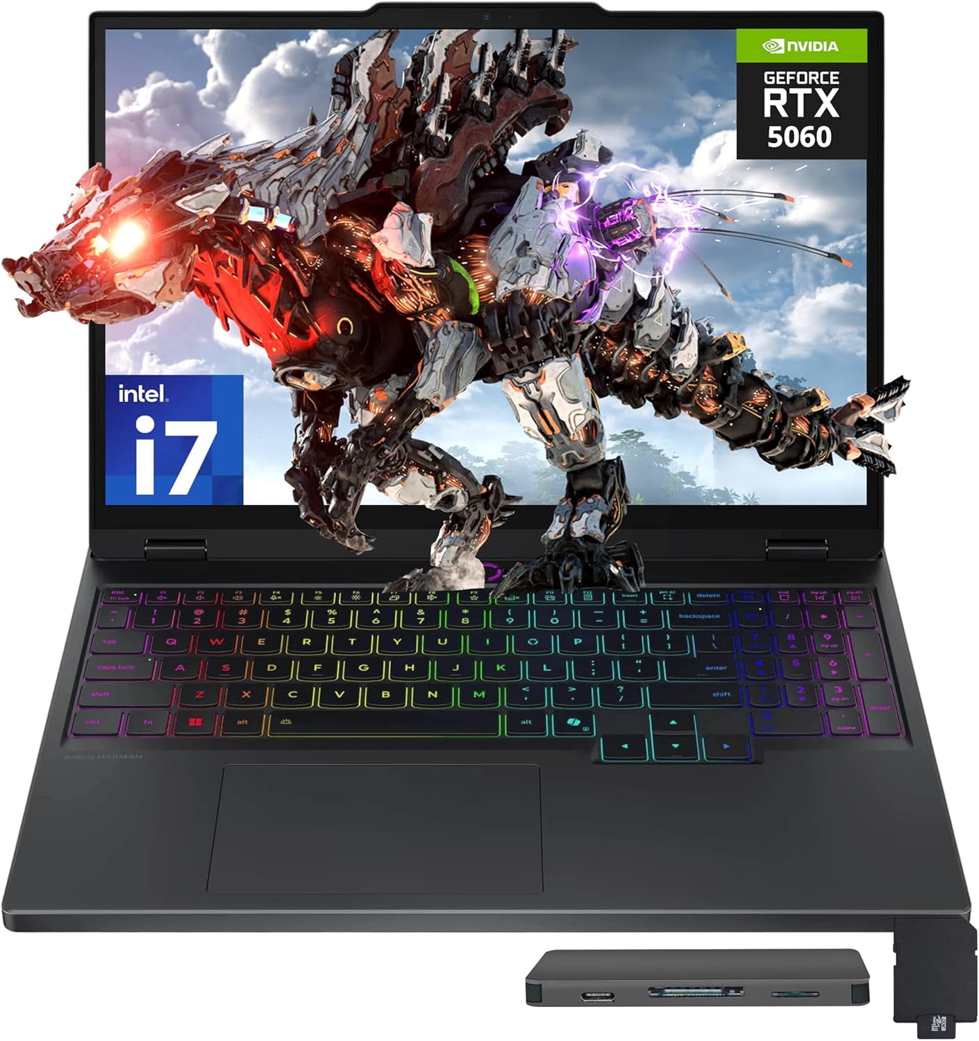 Lenovo Legion 5 15.1" WQXGA 165Hz Gaming Laptop, Intel i7-14700HX, GeForce RTX 5060 8GB GDDR7, 32GB DDR5, 1TB SSD, Backlit Keyboard, 5.0MP Camera, Wi-Fi 7, Win 11 Pro, Black, 512GB Docking Station