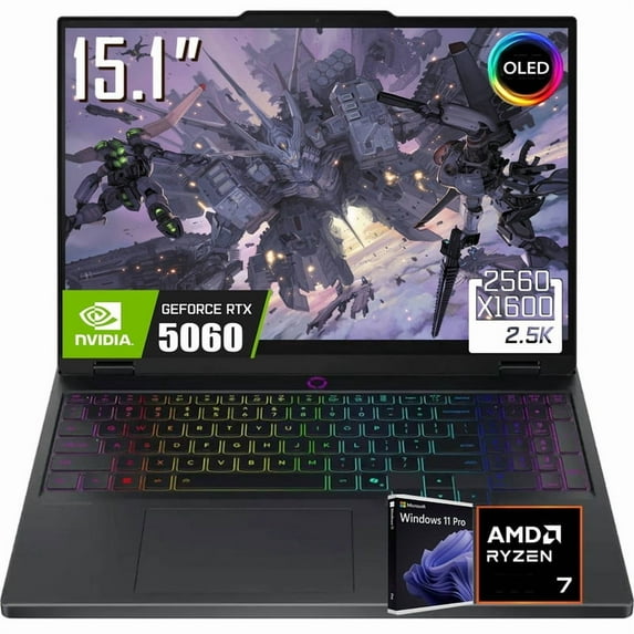 Lenovo Legion 5 Gaming Laptop, 15.1" 2560 x 1600 165Hz OLED Display, AMD Ryzen 7 260, GeForce RTX 5060, RGB Backlit Keyboard, 5MP Webcam, WiFi 7, Windows 11 Pro(16GB DDR5 RAM | 1TB SSD)