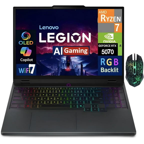 Lenovo Legion 5 Gaming Laptop, 15.1" OLED WQXGA 165HZ, AMD Ryzen AI 7 350, NVIDIA GeForce RTX 5070, 32GB DDR5 RAM 1TB SSD, RGB Backlit KB, Wi-Fi 7, Win 11 - Eclipse Black