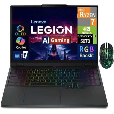 Lenovo Legion 5 Gaming Laptop, 15.1" OLED WQXGA 165HZ, AMD Ryzen AI 7 350, NVIDIA GeForce RTX 5070, 32GB DDR5 RAM 512GB SSD, RGB Backlit KB, Wi-Fi 7, Win 11 - Eclipse Black
