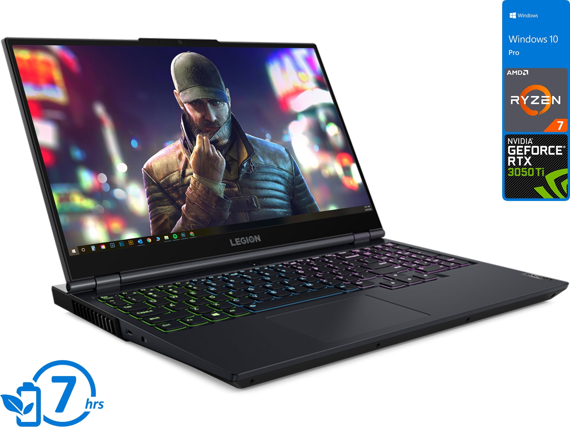 Lenovo Legion 5 Gaming Laptop, 15.6" 165Hz FHD Display, AMD Ryzen 7 5800H Upto 4.4GHz, 8GB RAM, 1TB NVMe SSD, NVIDIA GeForce RTX 3050 Ti, HDMI, DisplayPort, Wi-Fi, Bluetooth, Windows 10 Pro