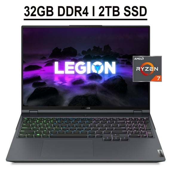 Lenovo Legion 5 Pro 16 Gaming Laptop 16" WQXGA 2K IPS 165Hz 500nits Display AMD Octa-Core Ryzen 7 5800H 32GB DDR4 2TB SSD GeForce RTX 3070 8GB RGB Backlit Keyboard HDMI USB-C Nahimic Win11 Grey