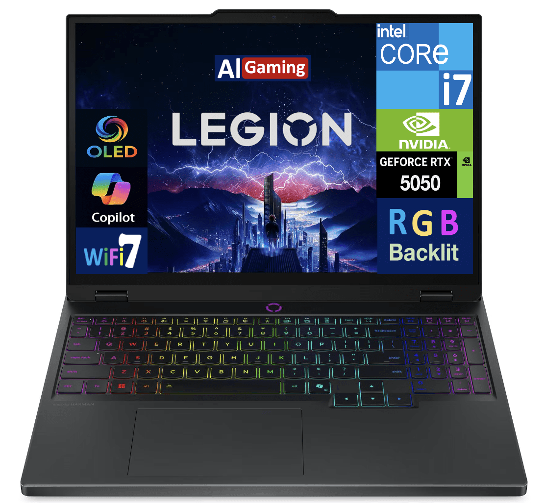 Lenovo Legion 5i AI-Powered Gaming Laptop 15.1in 165Hz OLED 2.5K 500 nits (Intel i7-14700HX, GeForce RTX 5050 8GB 440 AI TOPS, 64GB DDR5, 2TB PCIe SSD, 24-Zone RGB KB, Win 11 Home)