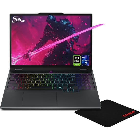 Lenovo Legion 5i Gaming Laptop, Intel Ultra 7-255HX, 32 GB DDR5 RAM, 2 TB PCIe SSD, 15.1" WQXGA (2560x1600) Display, Nvidia G-Force RTX 5060, RGB Keyboard, W11 Pro, Eclipse Black+Traix Mousepad
